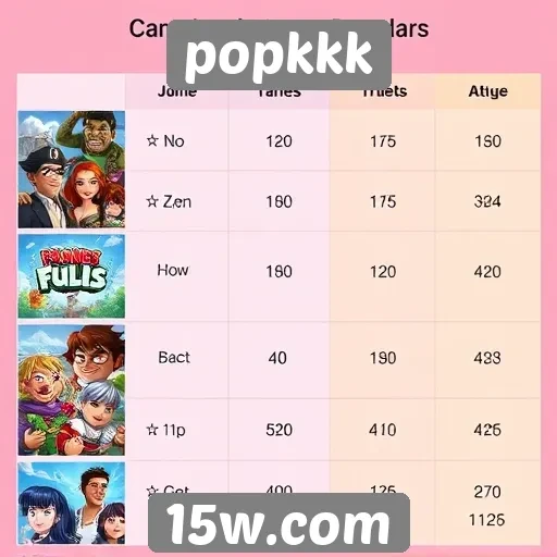 Comparativo de jogos populares disponíveis no popkkk